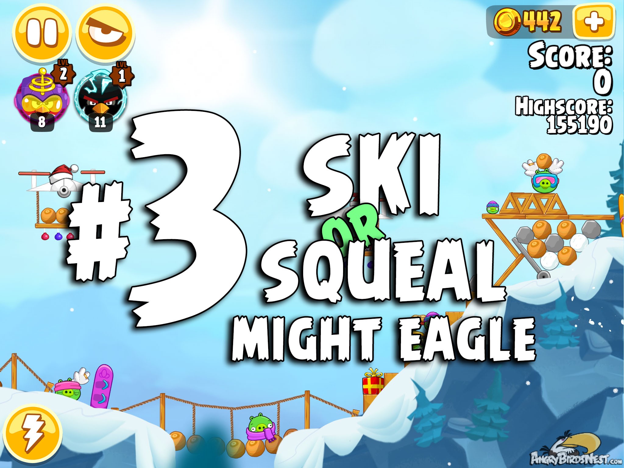 Angry Birds Seasons Ski or Squeal Mighty Eagle Level 3
