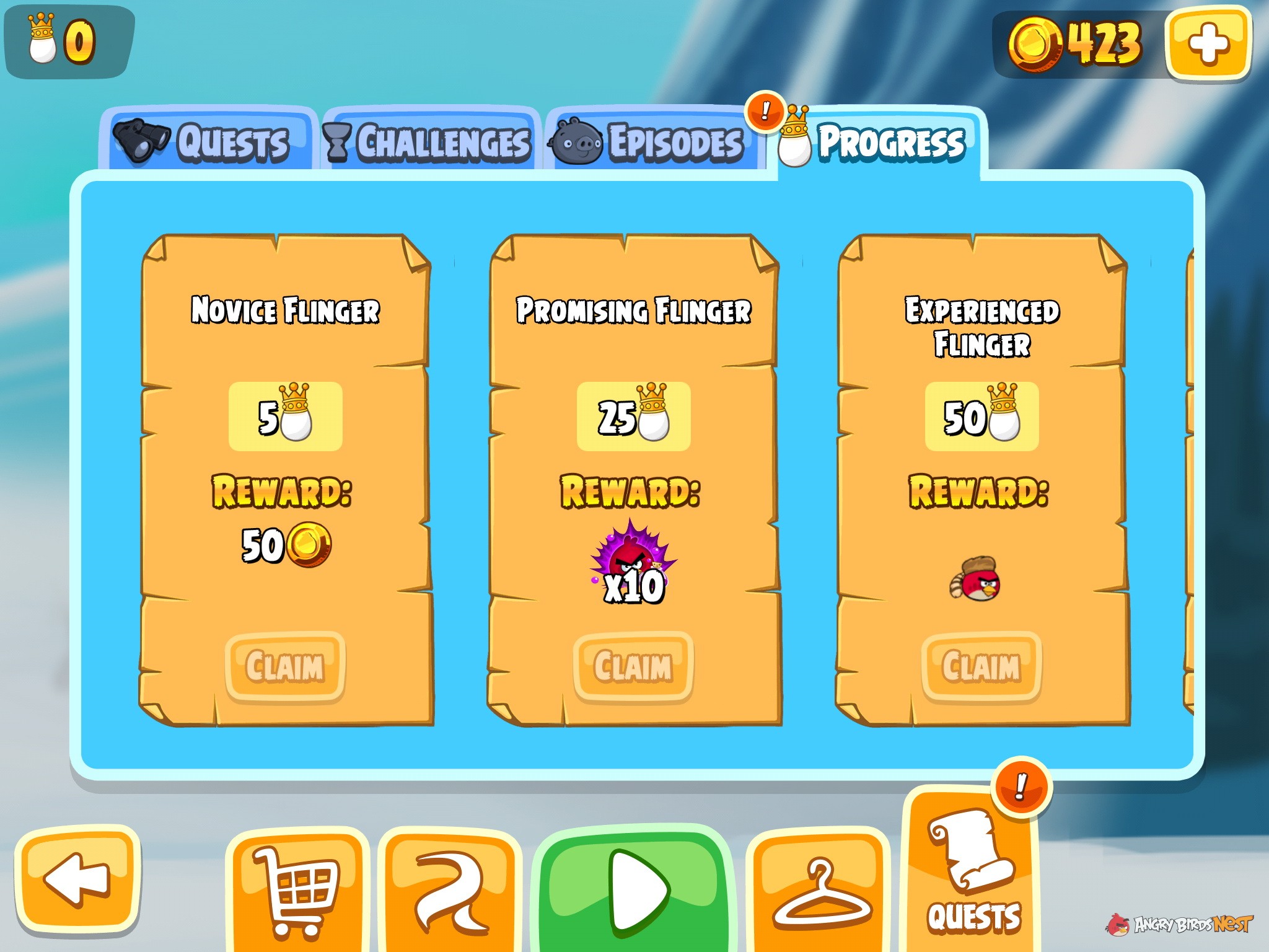 Angry birds seasons progress tab AngryBirdsNest