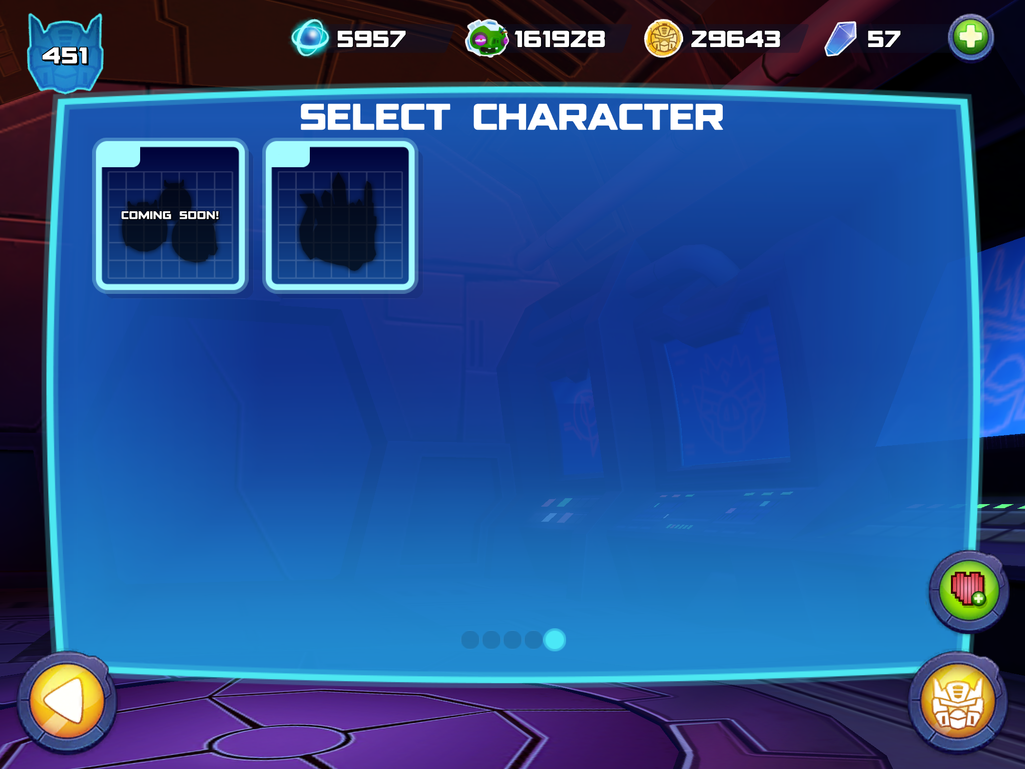 New character main menu