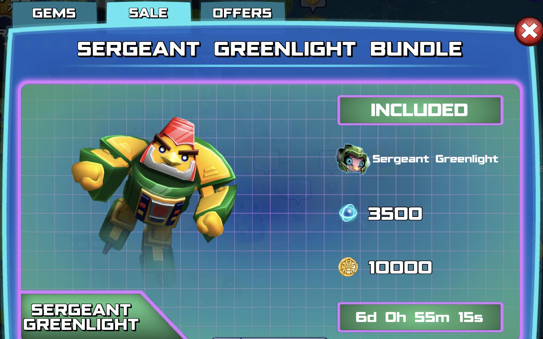 Sergeant Greenlight offer but seeing also Cosmos