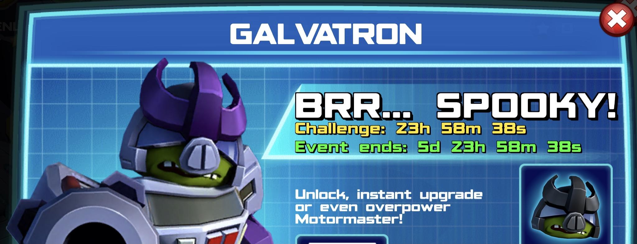 The event banner for Galvatron – Brr … Spooky!