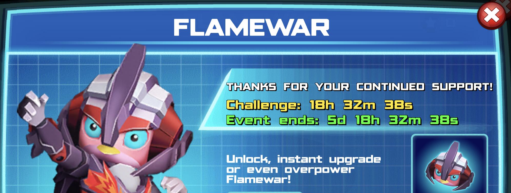 The event banner for Flamewar