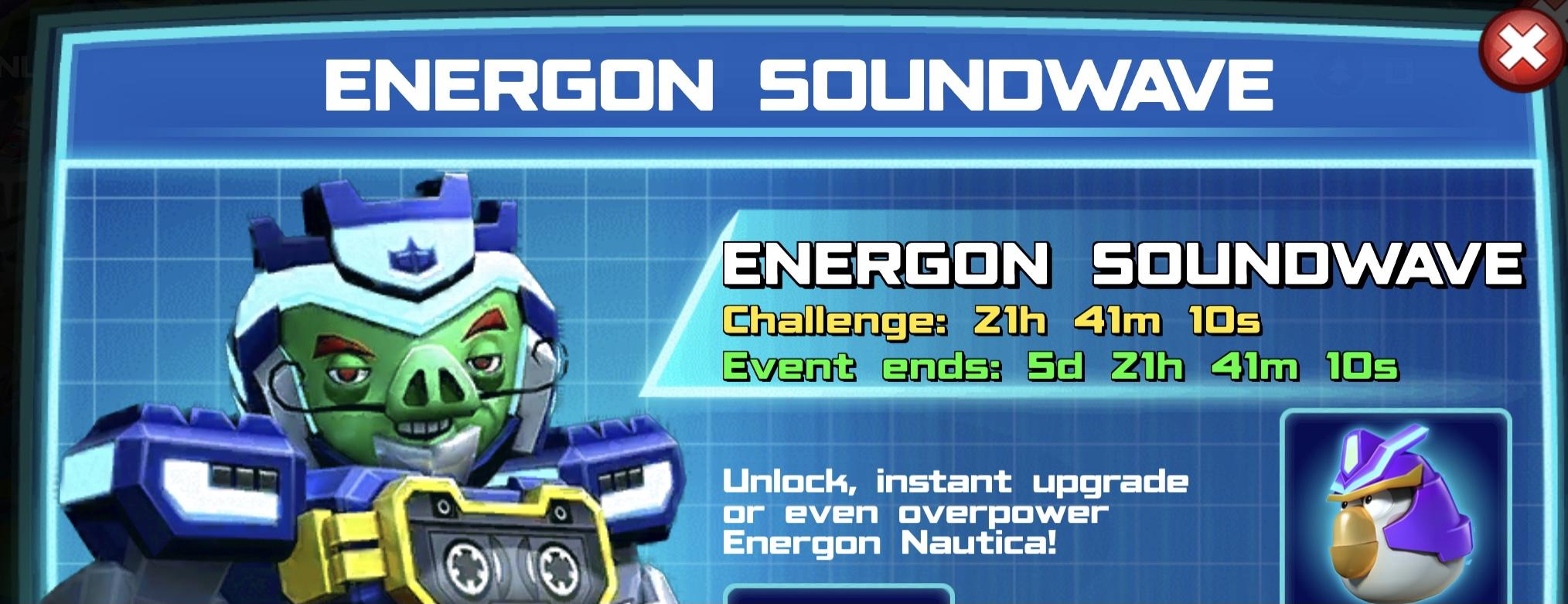 The event banner for Energon Soundwave