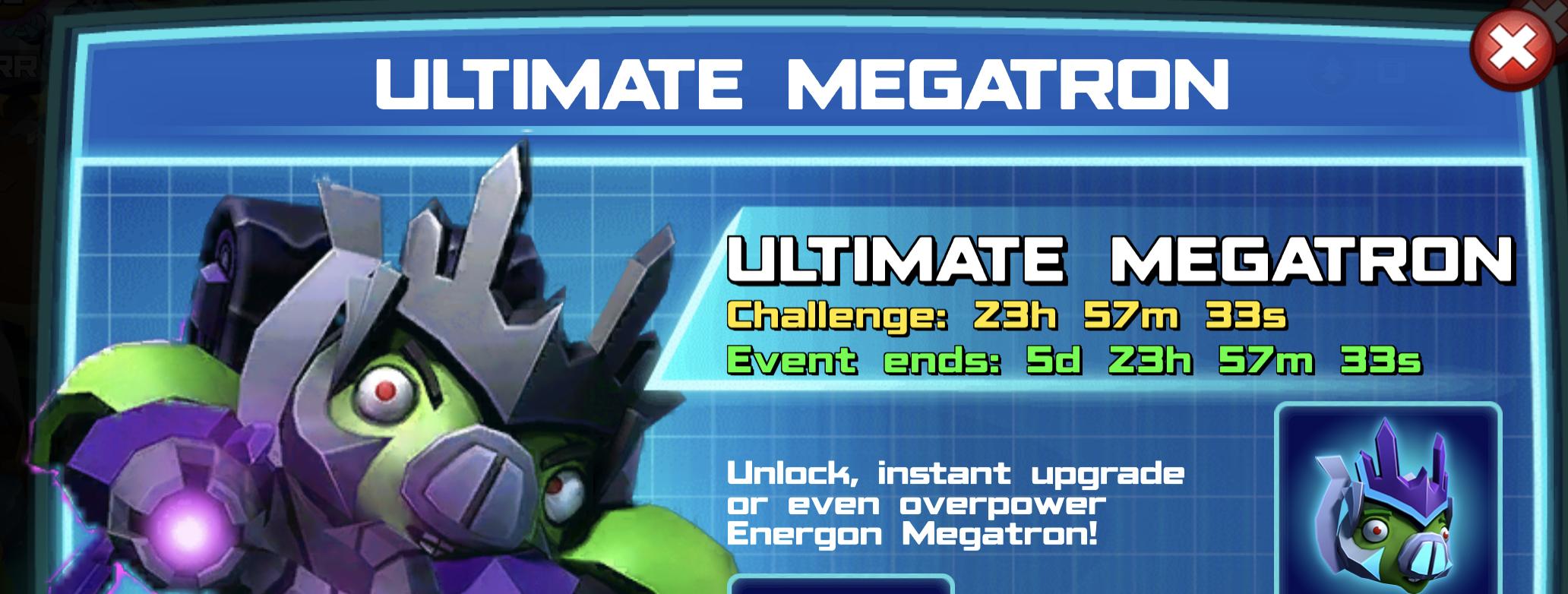 The event banner for Ultimate Megatron