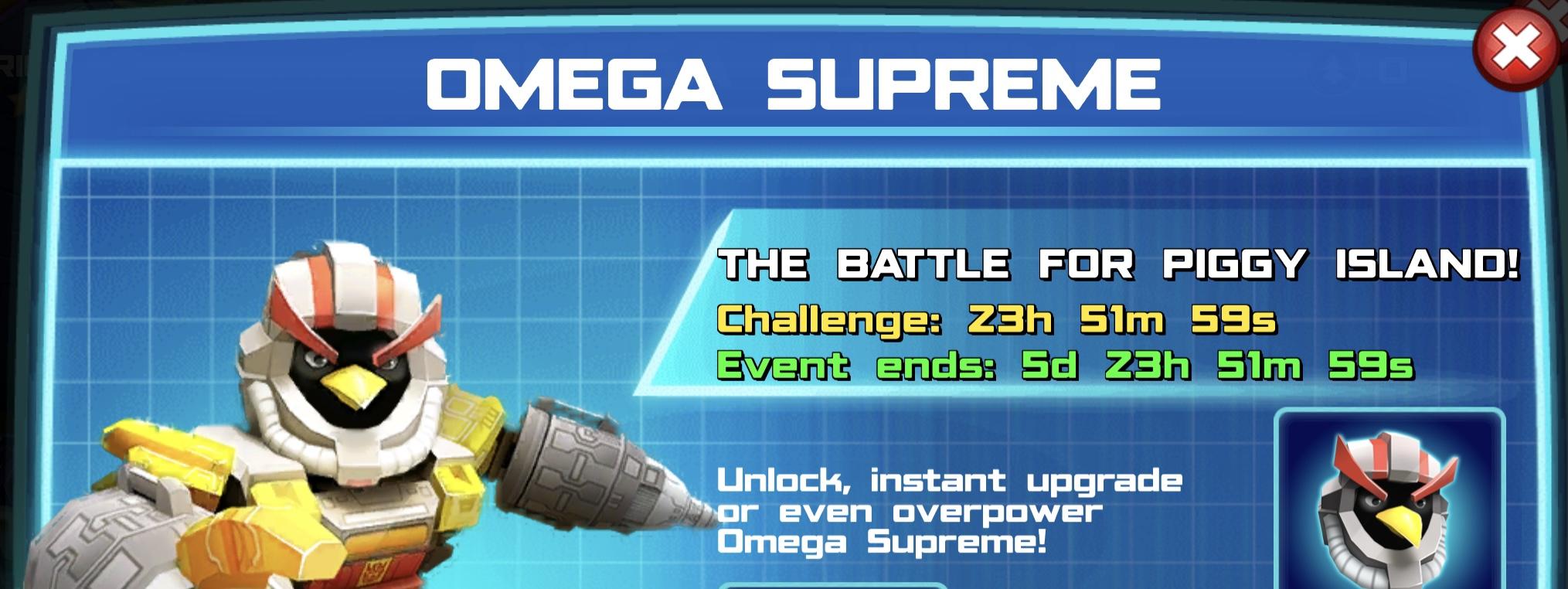 The event banner for Omega Supreme