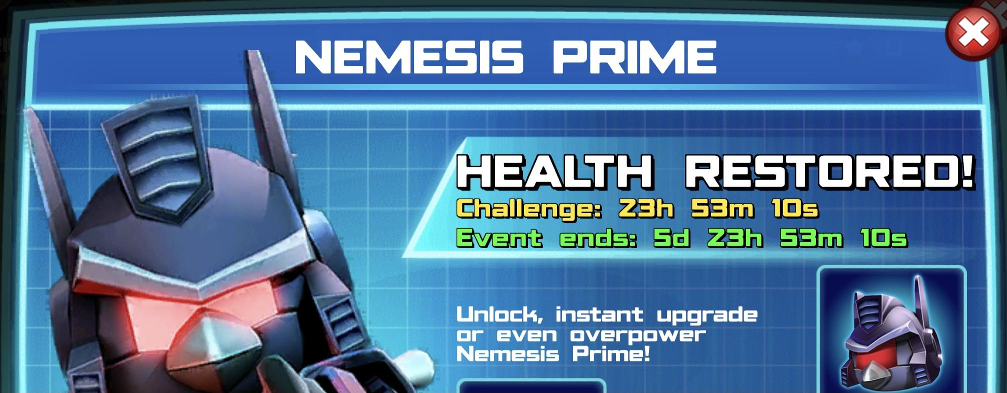 The event banner for Nemesis Prime