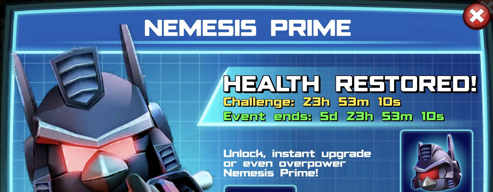 New Event: Nemesis Prime – Health Restored! - AngryBirdsNest.com |  AngryBirdsNest Forum