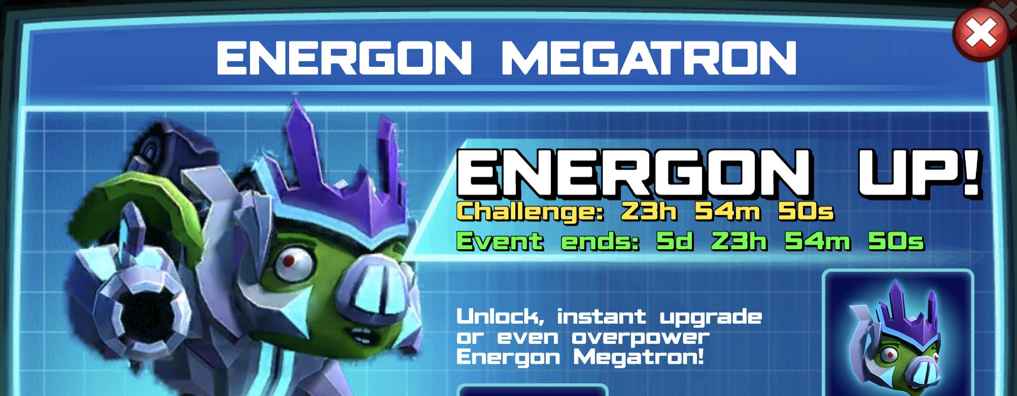 The event banner for Energon Megatron