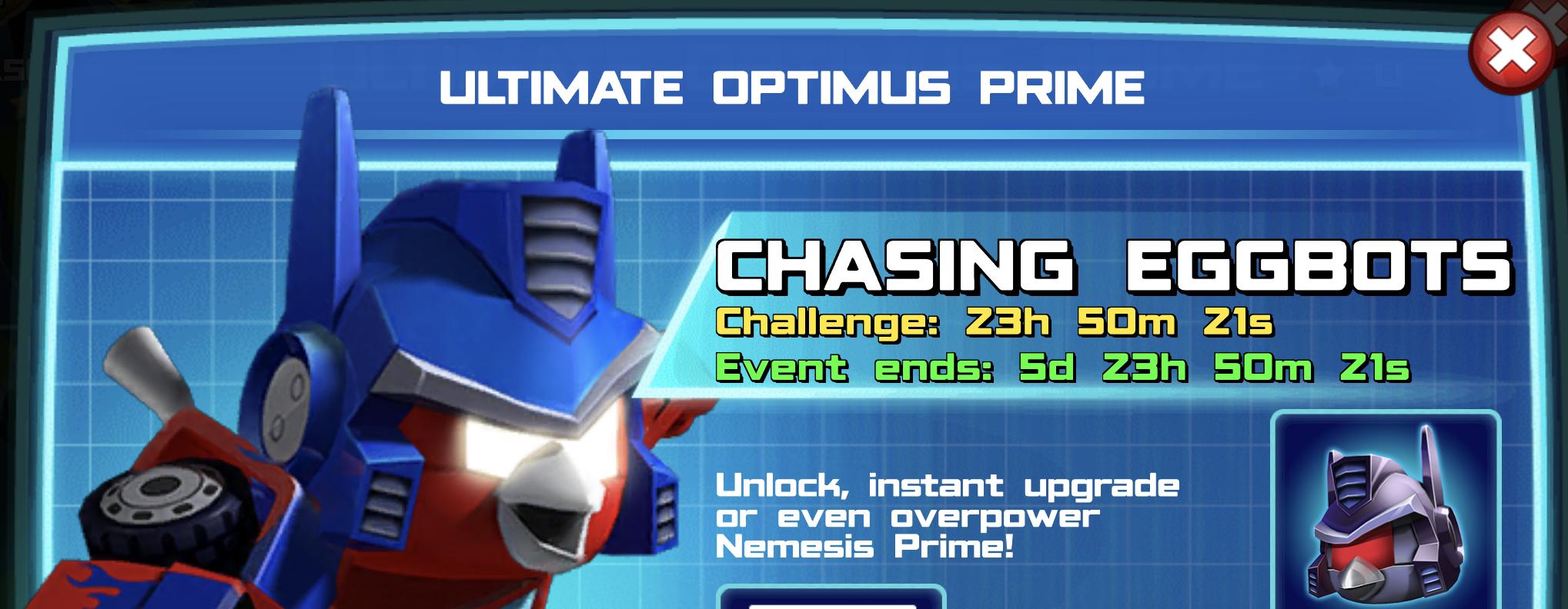 The event banner for Ultimate Optimus Prime