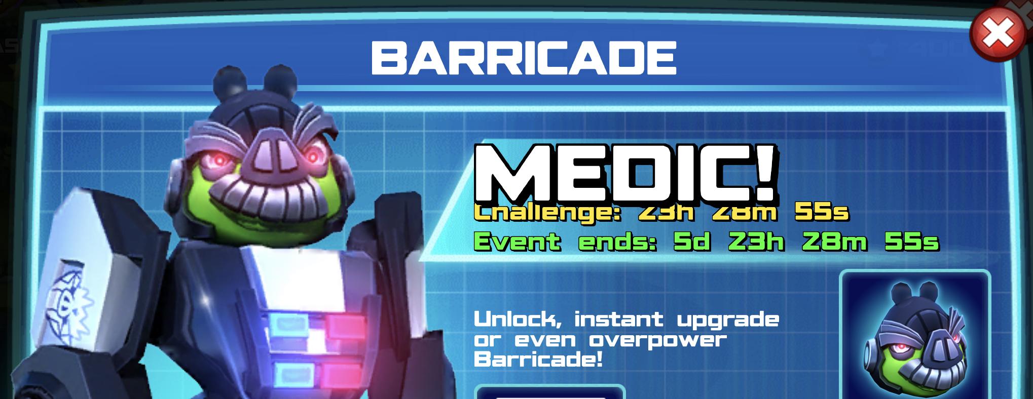 The event banner for Barricade