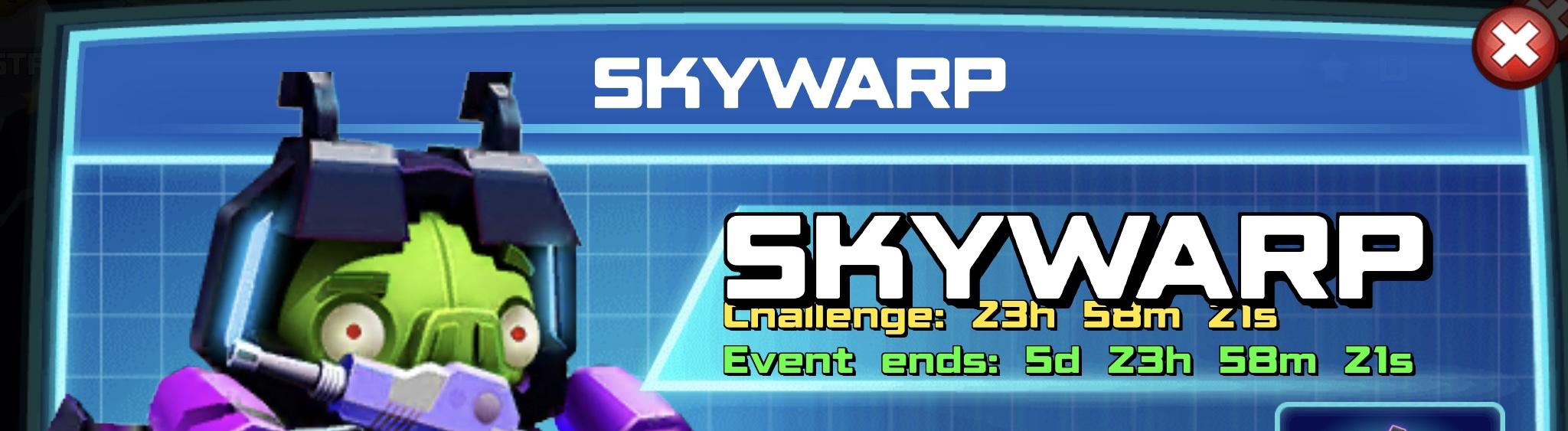 The event banner for Skywarp