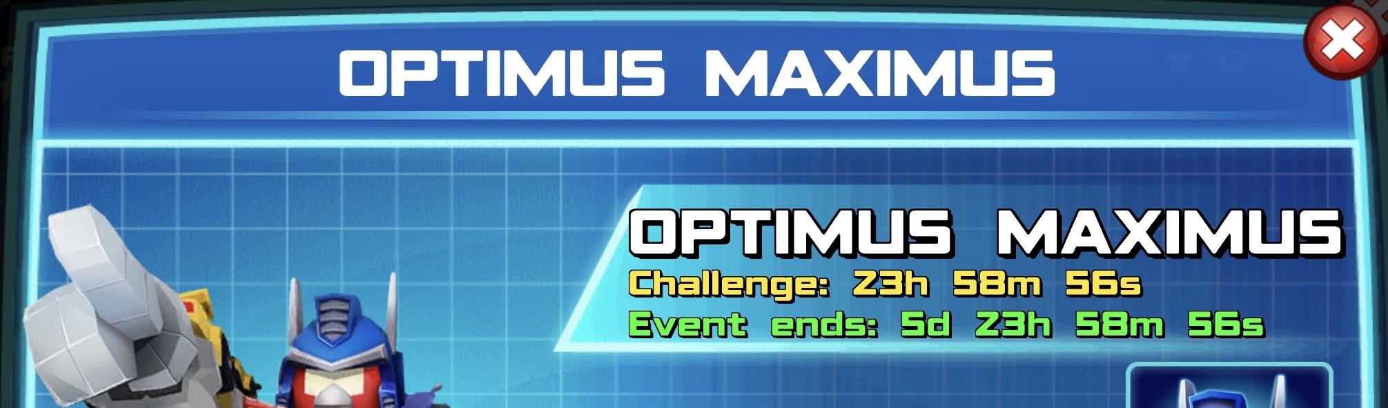 The event banner for Optimus Maximus