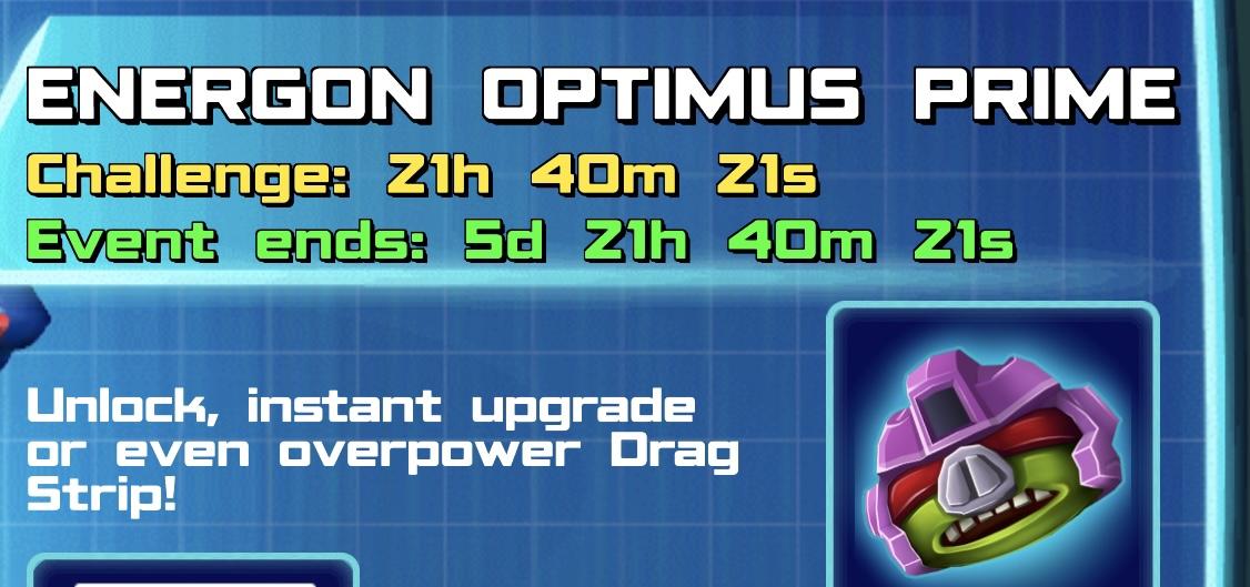 The event banner for Energon Optimus Prime