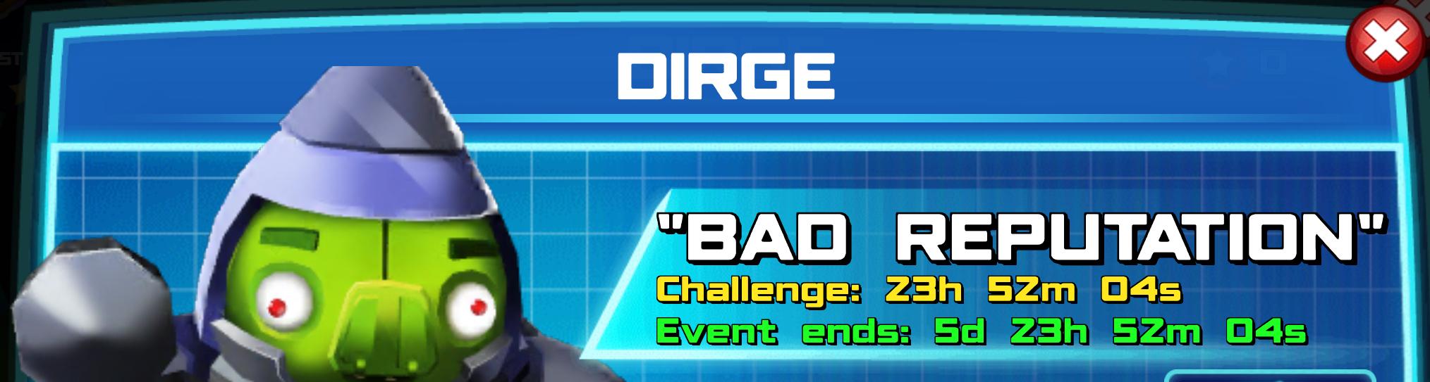 (Part of) The event banner for Dirge (Bad Reputation)