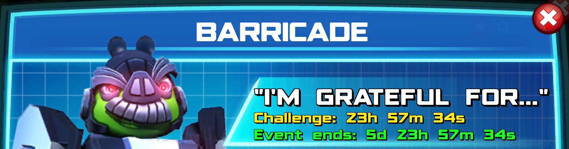 (Part of) The event banner for Barricade