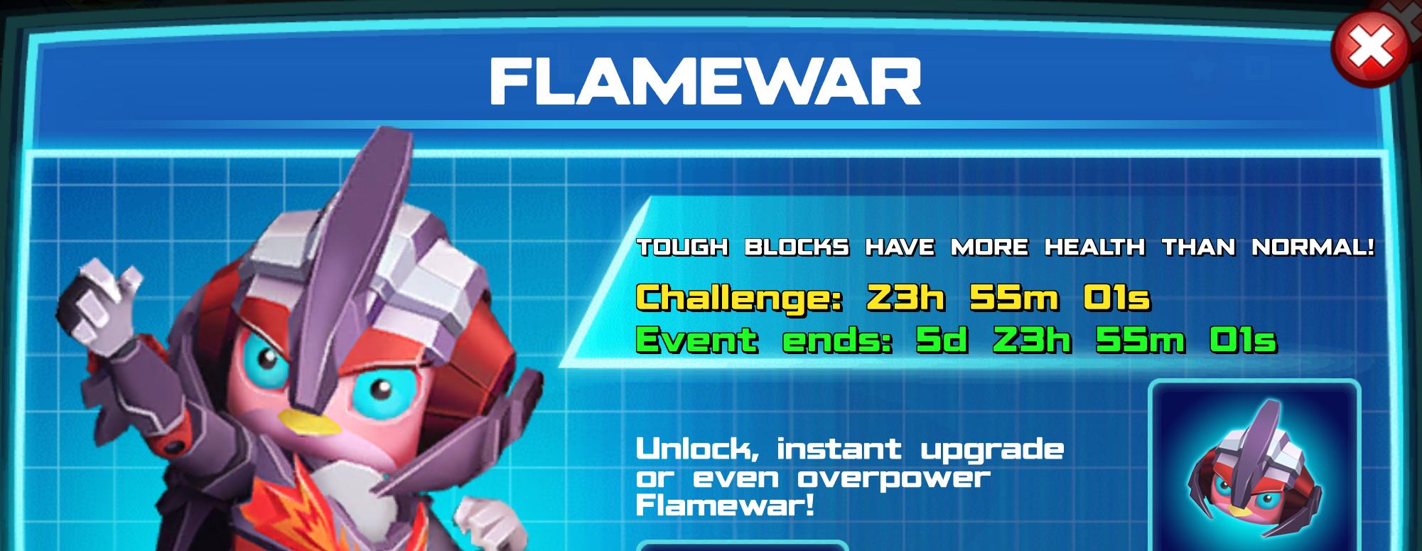 (Part of) The event banner for Flamewar