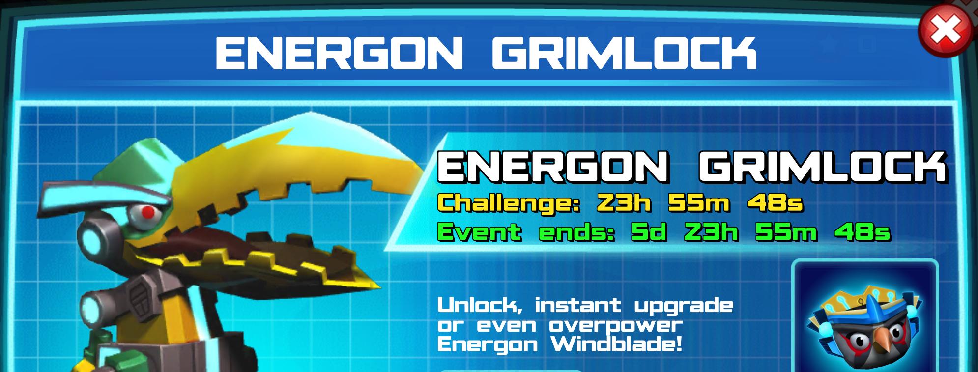 (Part of) The event banner for Energon Grimlock