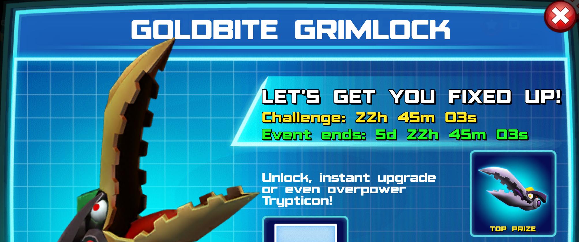 (Part of) The event banner for Goldbite Grimlock