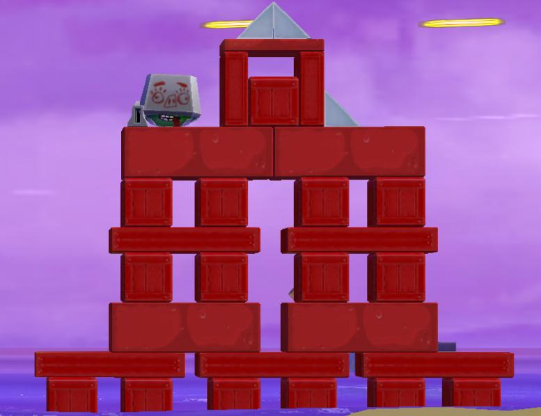 Wood and stone blocks – both red