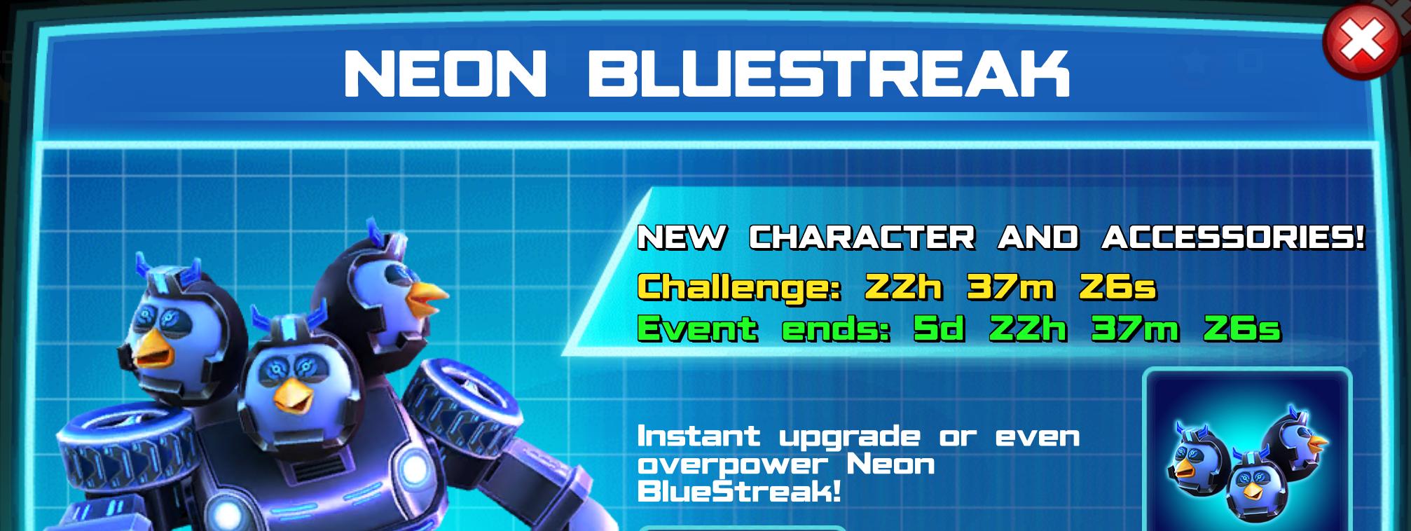 (Part of) The event banner for Neon Bluestreak