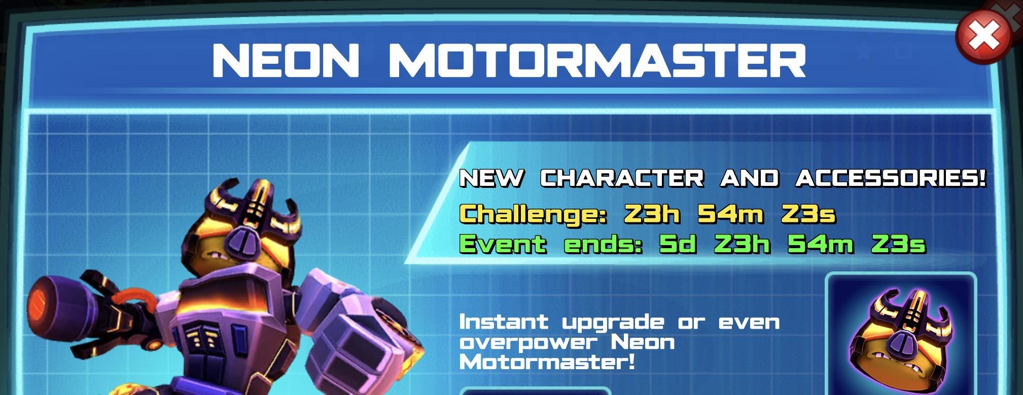 (Part of) The event banner for Neon Motormaster